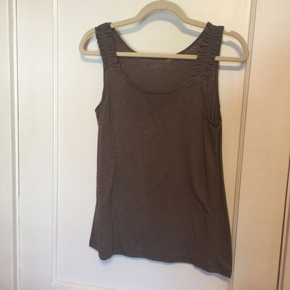 Loft warm heather brown tank with ruched straps - Picture 2 of 2