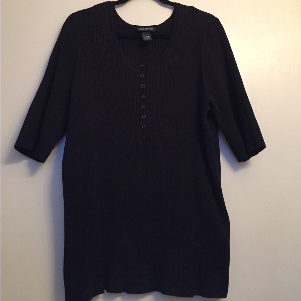 Lane Bryant shirt sleeve black ribbed sweater