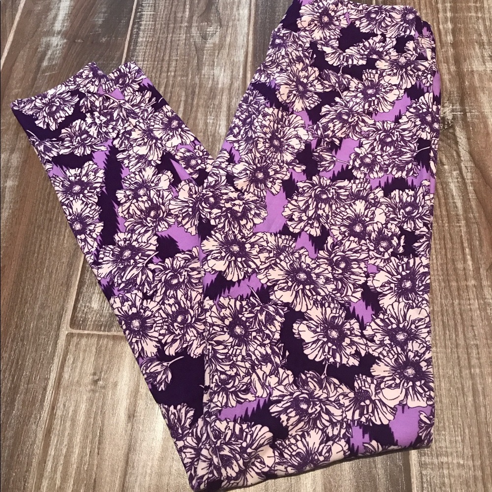 LuLaRoe Leggings - Purple Flowers
