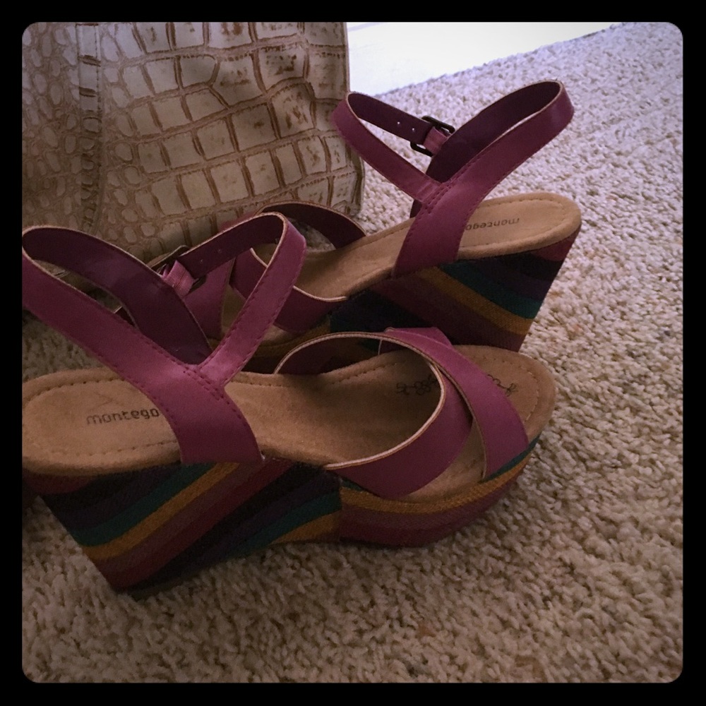 Wedge rainbow heels