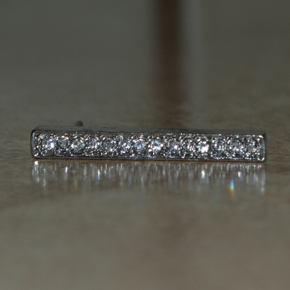 Brand New Long Bar Pave Jewel Stud Earrings - Picture 3 of 4