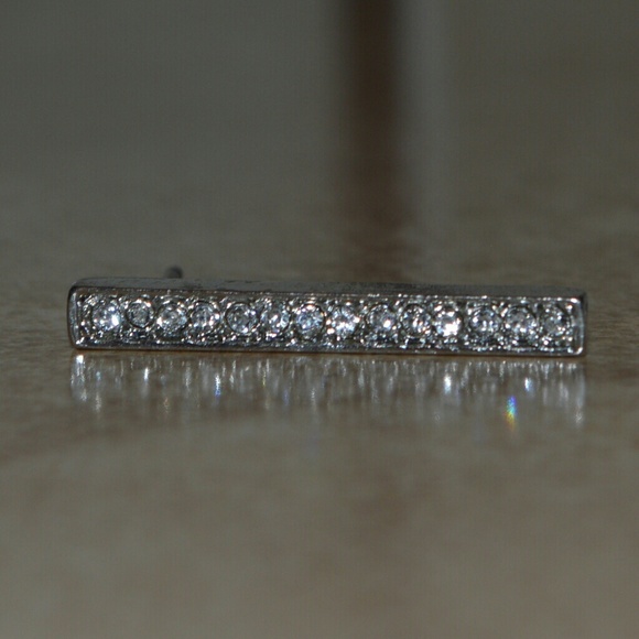 Brand New Long Bar Pave Jewel Stud Earrings - Picture 3 of 4