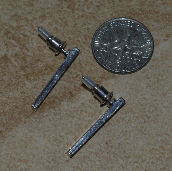 Brand New Long Bar Pave Jewel Stud Earrings - Picture 4 of 4