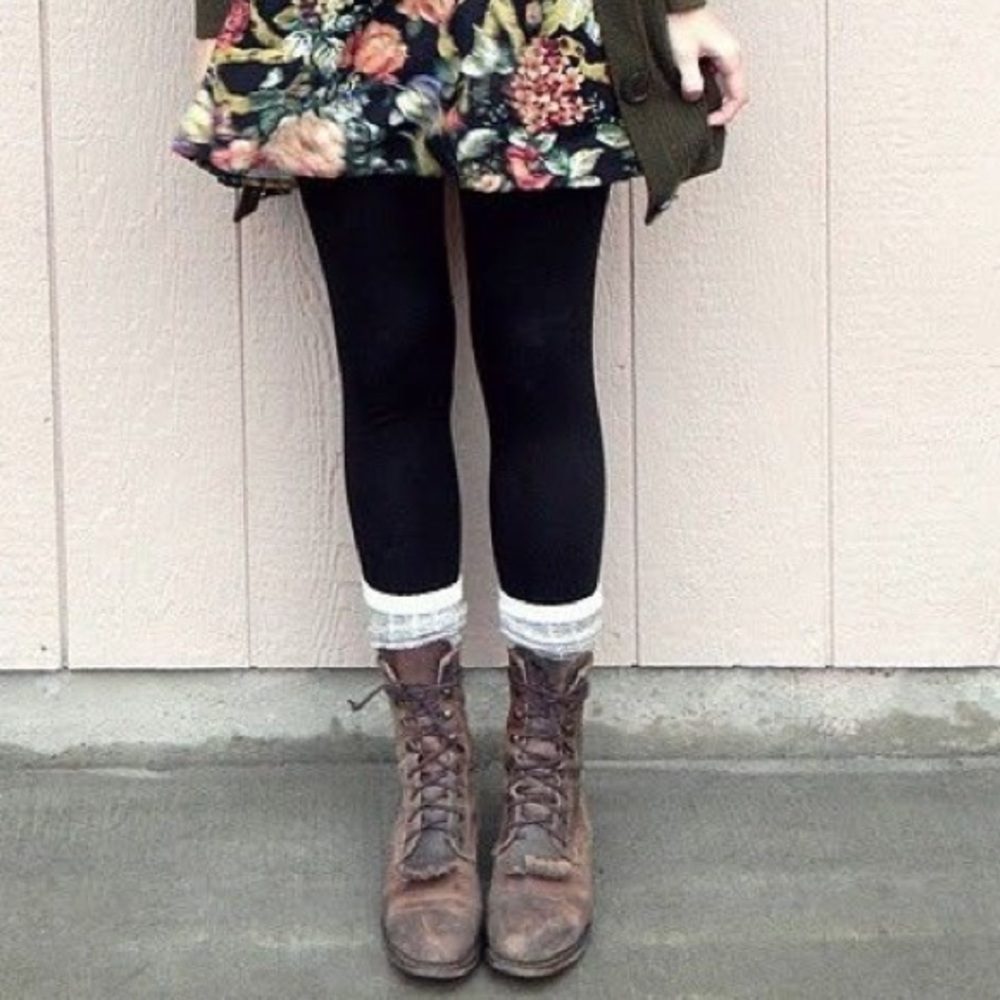 Cream and Brown Leg Warmers
