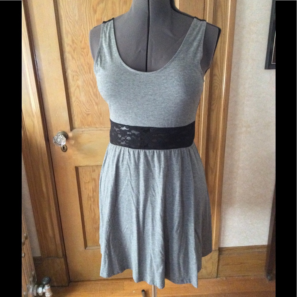 Gray and Black Lace Dress