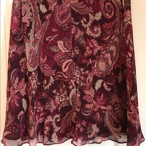 Ann Taylor Swing Burgundy Cream Flare Skirt size 4