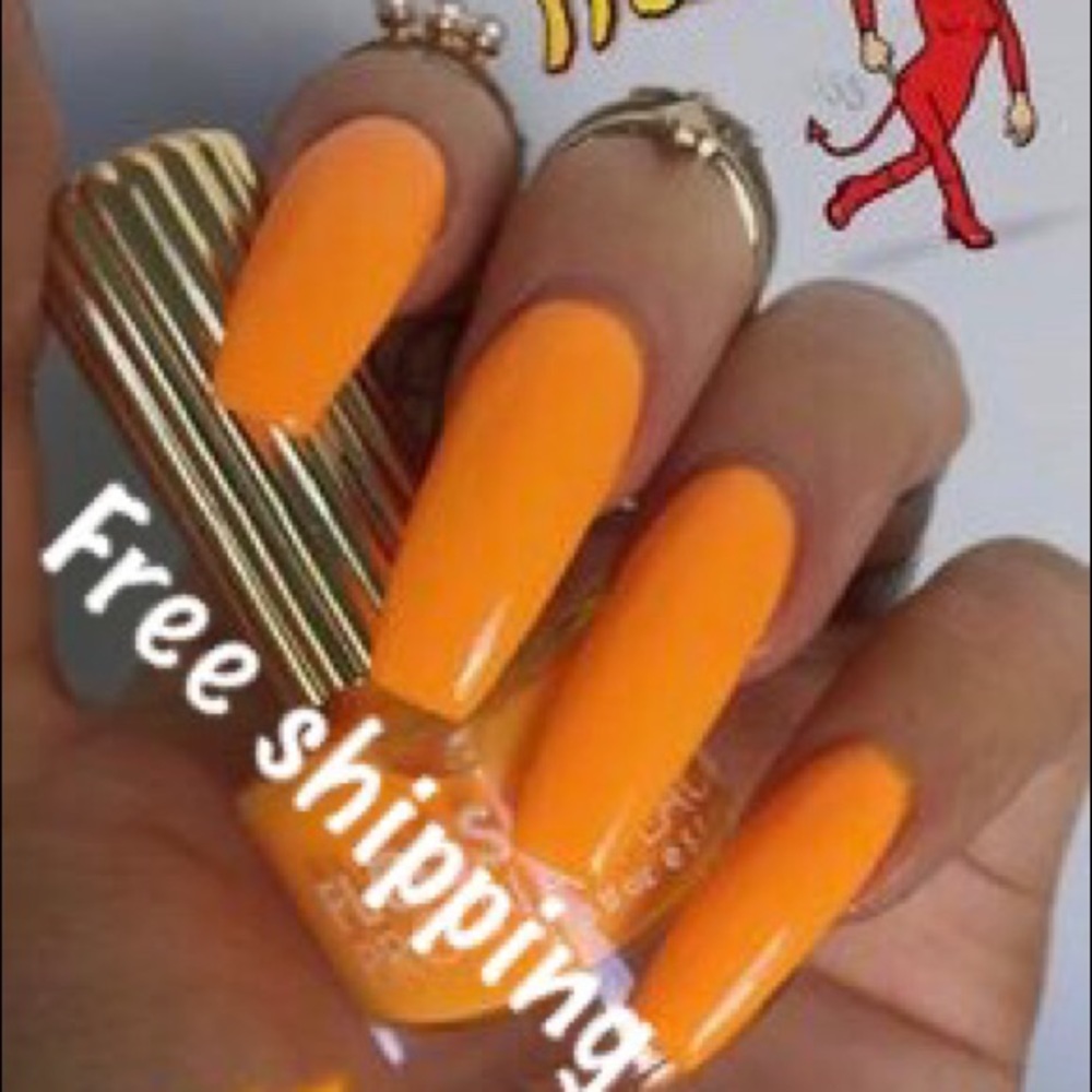 UV Gel Coffin Nails - Orange