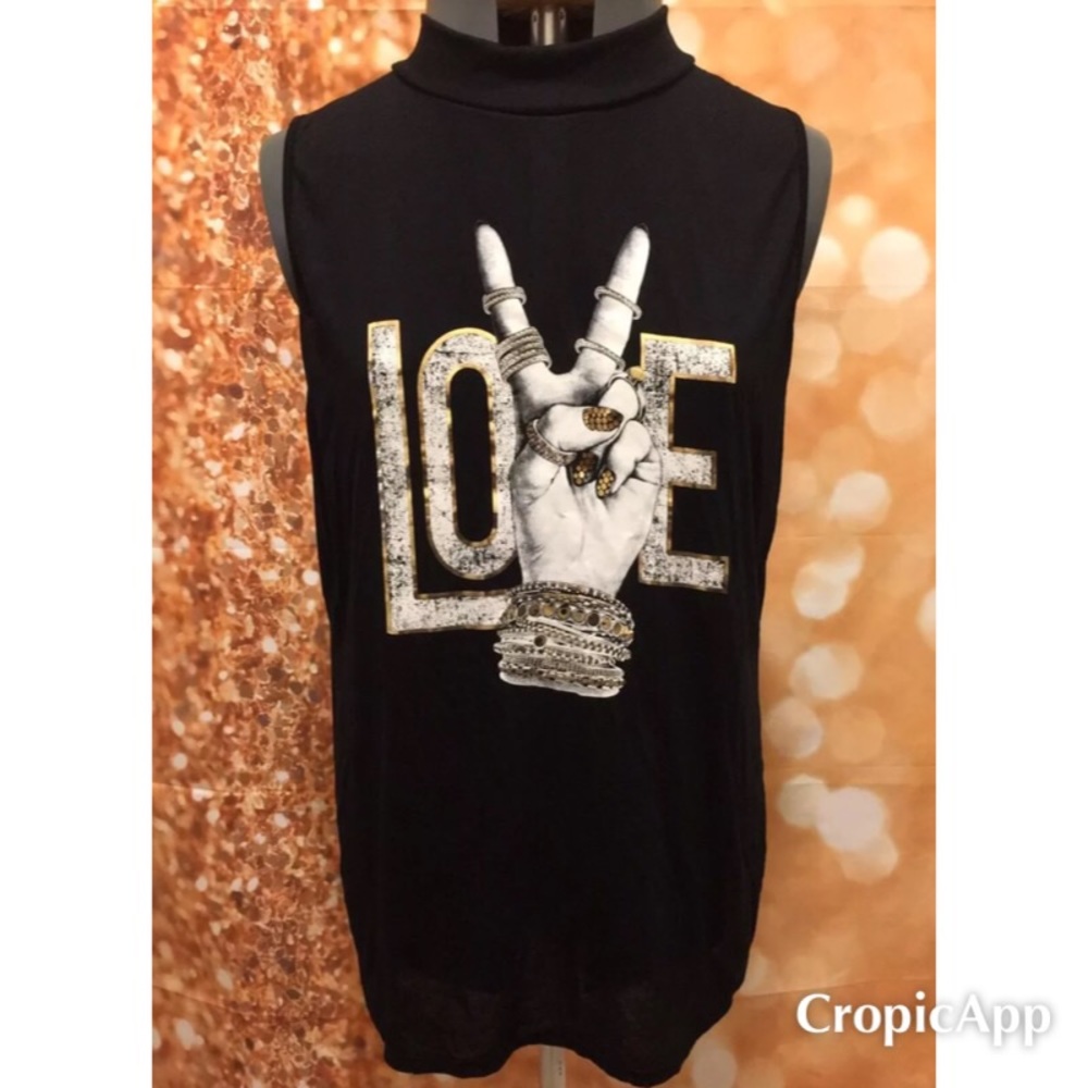 New Black Love Tank Women's Sleeveless Blouse 3x