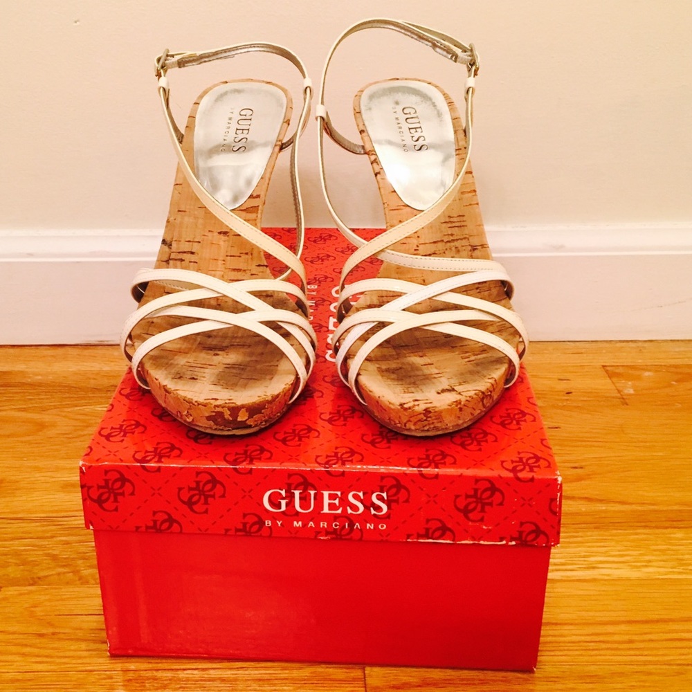 Reduced❗️Guess by Marciano White Patent Sandals❗️