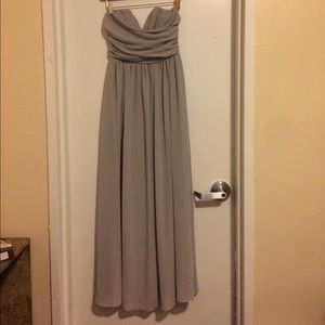 Strapless chiffon full length bridesmaid dress