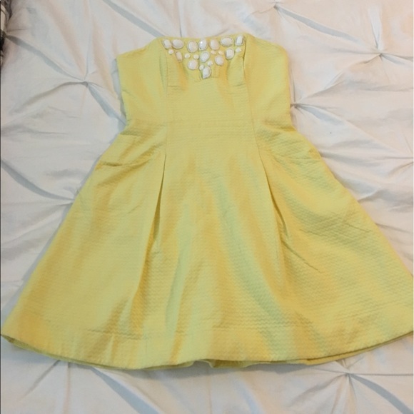 Lily Pulitzer yellow strapless blossom dress - Picture 2 of 5