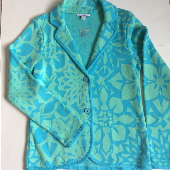 Isaac Mizrahi Sweaters - Isaac Mizrahi Floral Jacquard Sweater Blazer