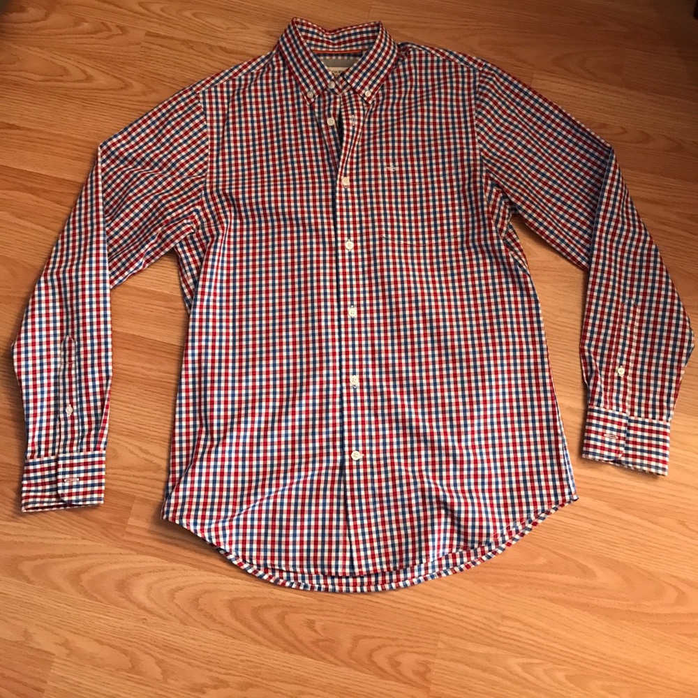 Red White & Blue Button Down Collared Shirt