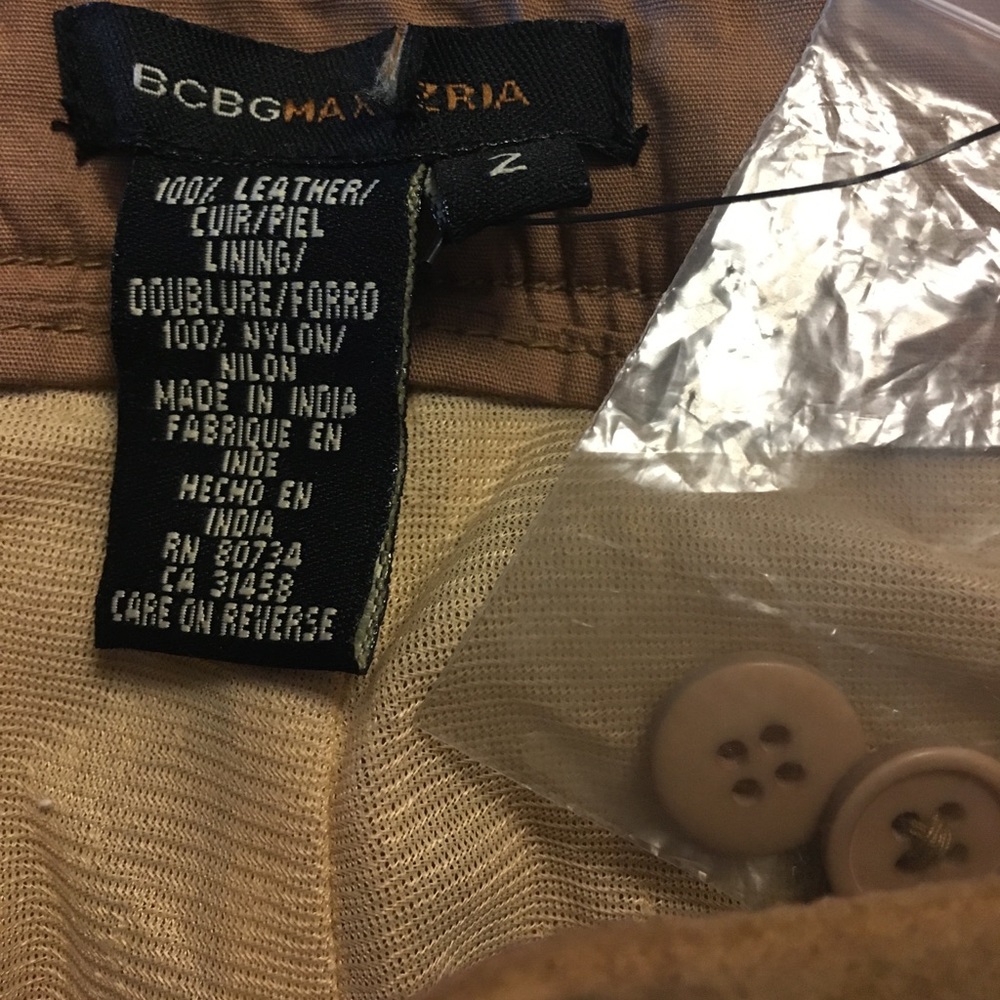 bcbg size 2 leather tan pants!