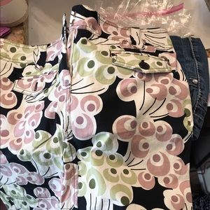 Ann Taylor Green Purple 8P mini skirt floral