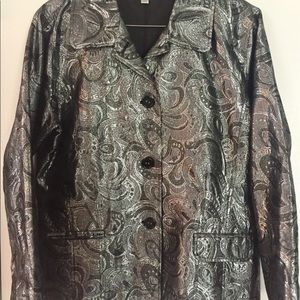SALE 💖 Chico's Silver Metallic Paisley Jacket