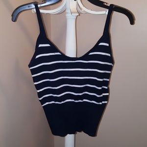 INC Navy Blue & White Top