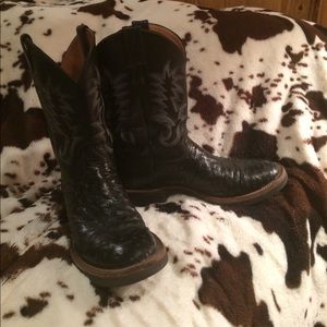 Justin 11D Black Full Quill Ostrich Boots
