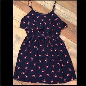 Navy and pink flamingo summer dress