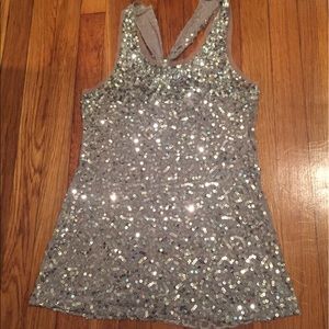 Silver sequin racerback tank