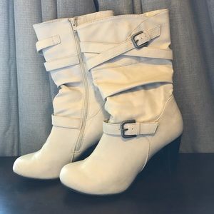 White Kate Preston short heeled boots