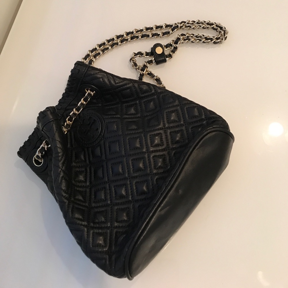 Small black and gold Tory Butch back pack