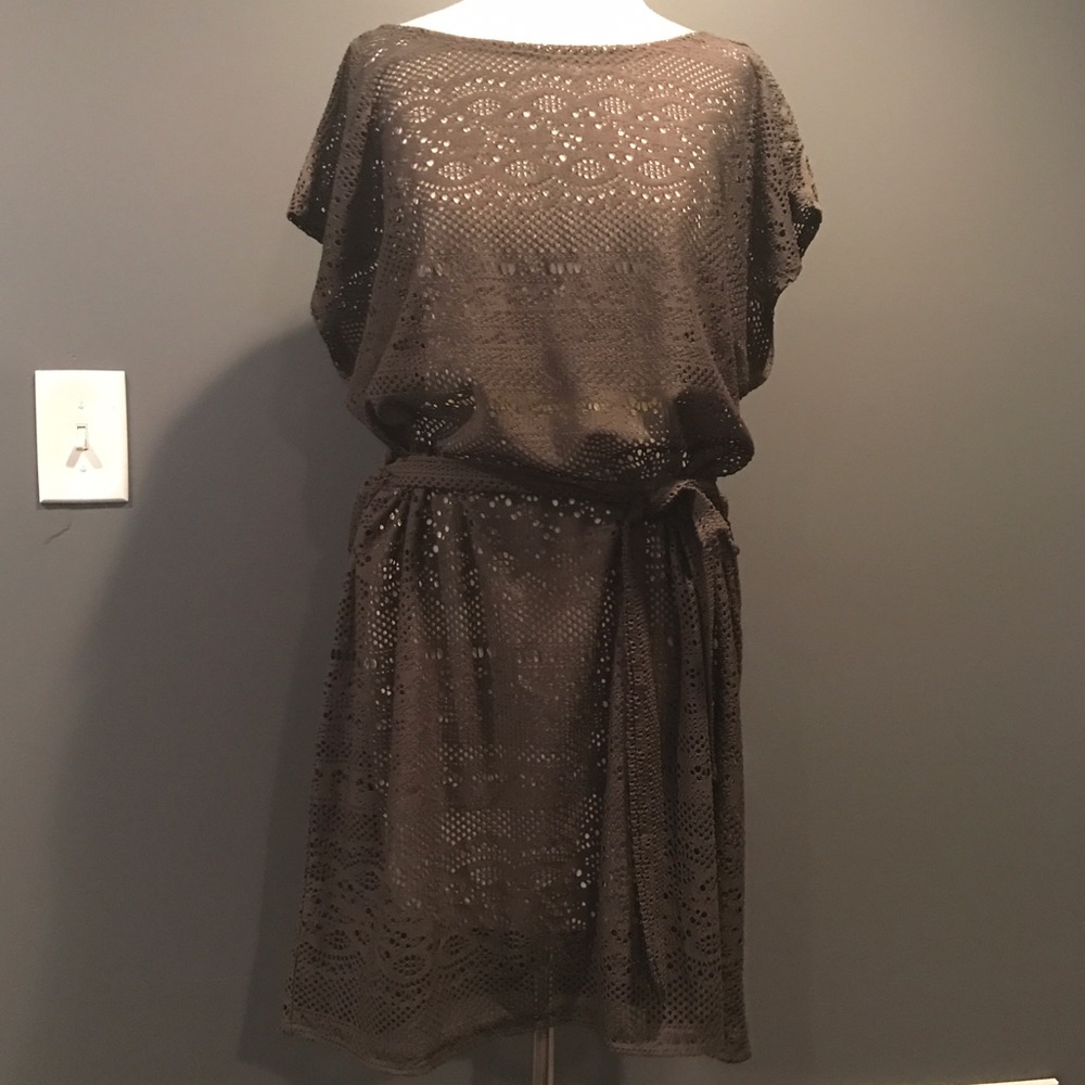 Gray Lace Swim Cover Up/ Dress