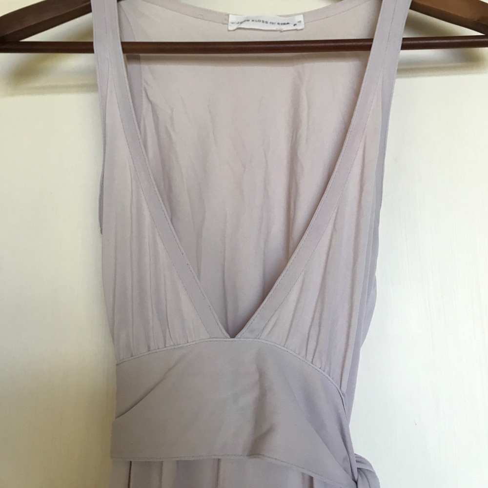 Light violet deep-V full length dress