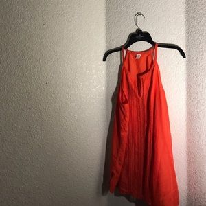 Coral summer sleeveless blouse