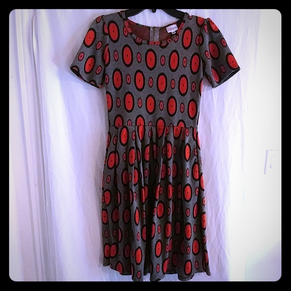 LuLaRoe Adorable Orange and Gray Dress