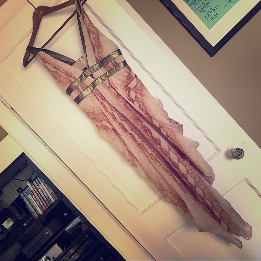 Pink Snakeskin Print Chiffon Dress