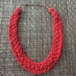 Red beaded statement necklace