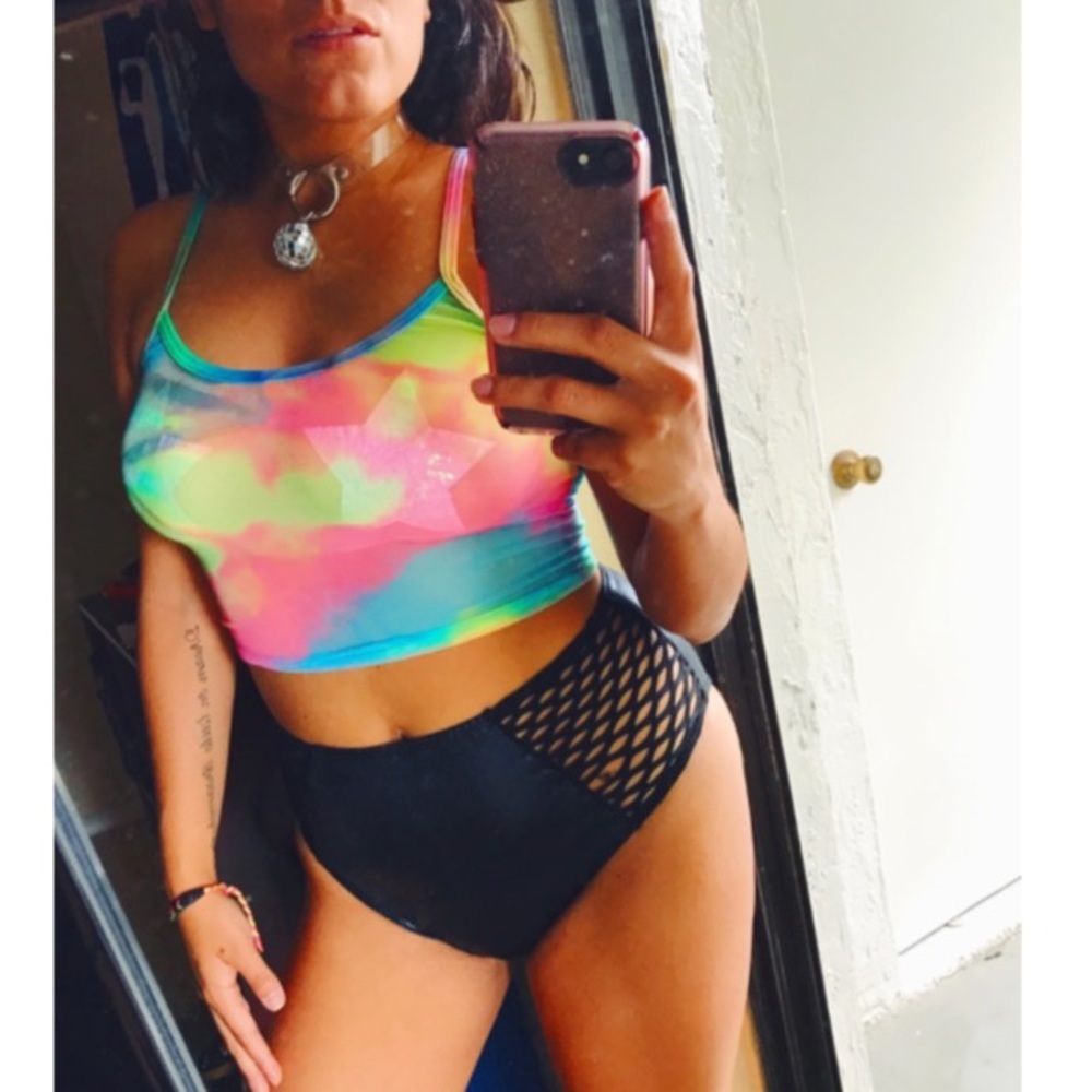 Ravewithmigente mesh cami tank