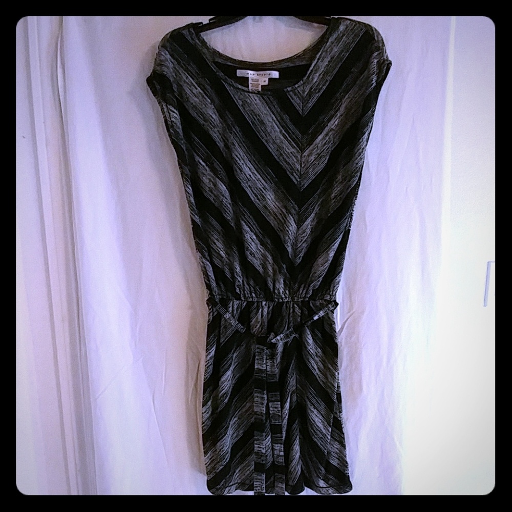 Max Studio Asymmetrical Gray amd Black Dress