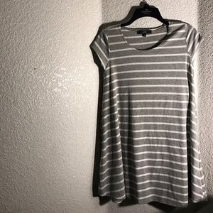 Cotton grey and white striped t-shirt dress