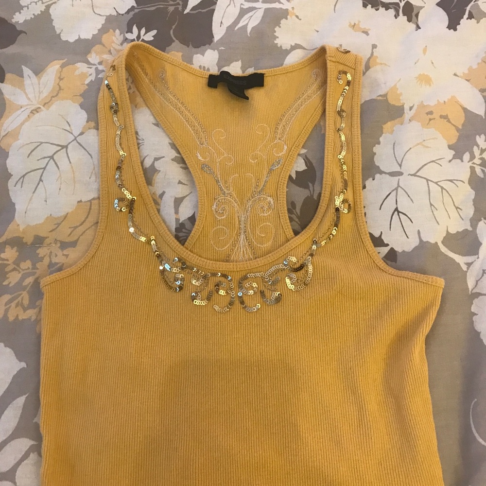 Express | Gold Sequin Racer Back Tank