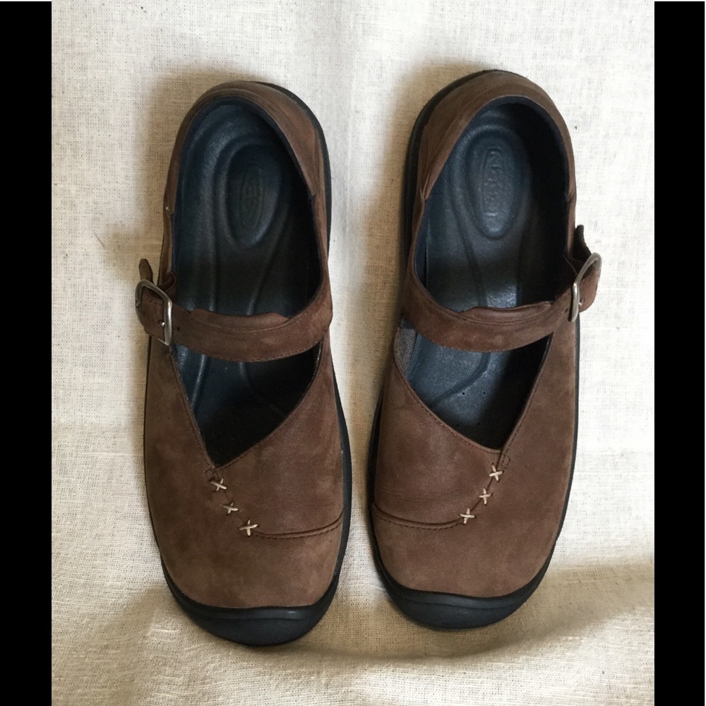 Keen Brown Nubuck Leather Mary Jane Shoes