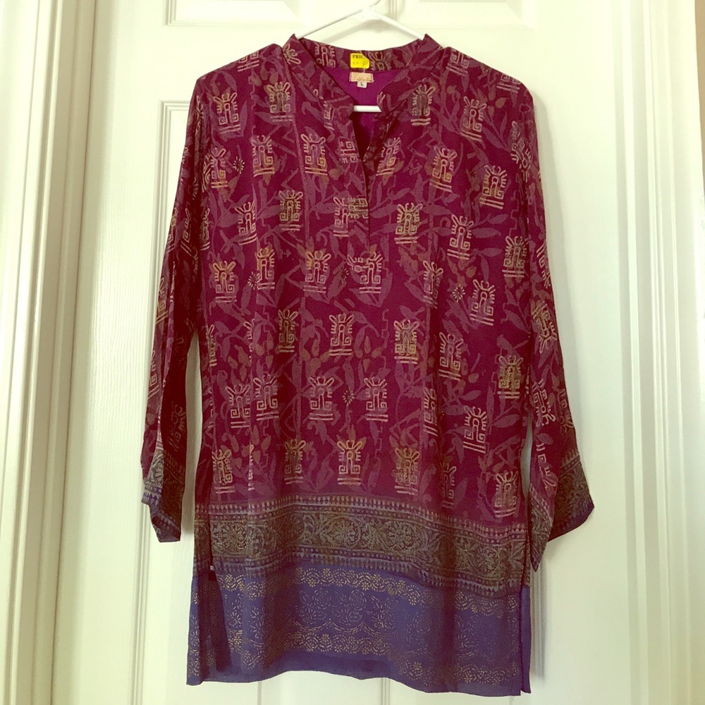 NEW Purple/Blue Patterned Silk Kurti (K7)