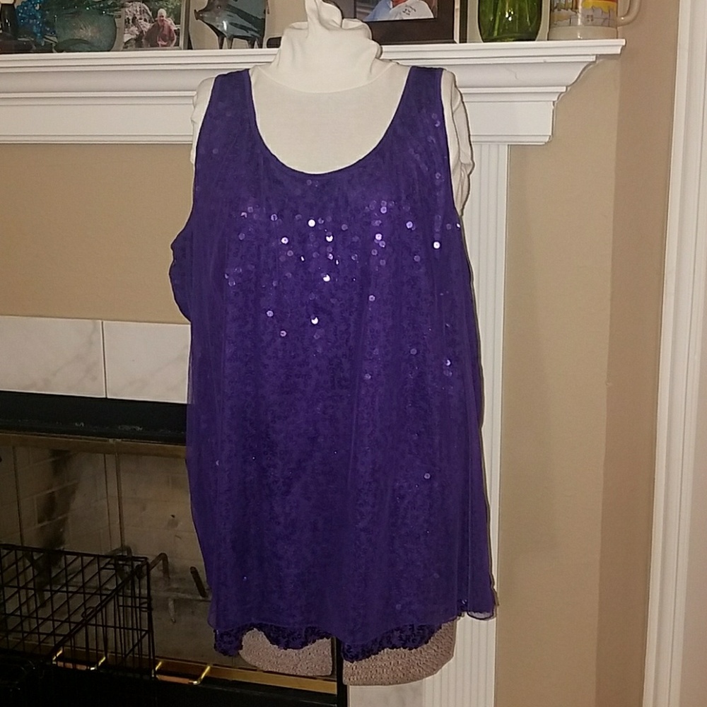 Lane Bryant purple sequin tank top