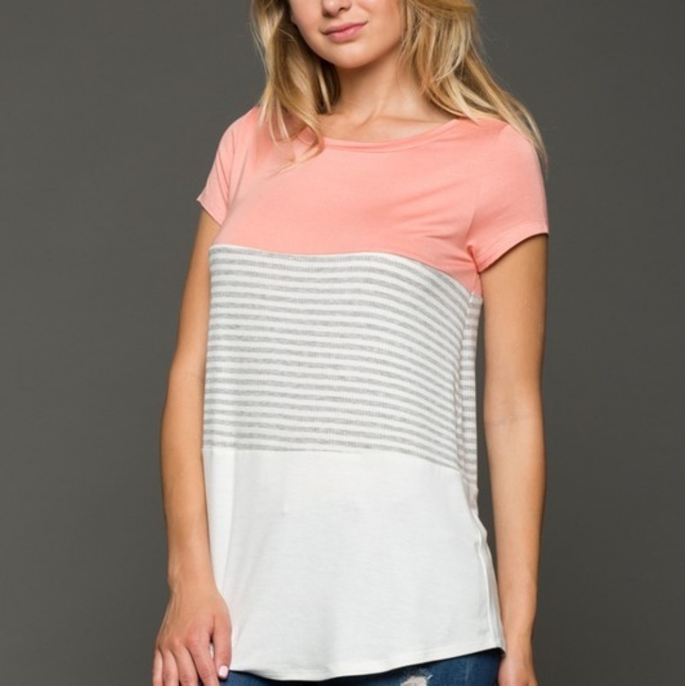 Pink tri color tee