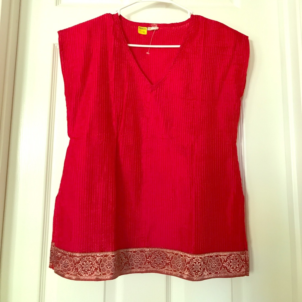 NEW Red Silk Sleeveless Kurti (K20)