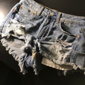 AEO denim hi-rise festival shorts
