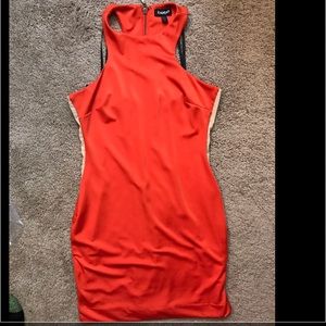 BeBe M Racerback Orange Dress with sheer sides