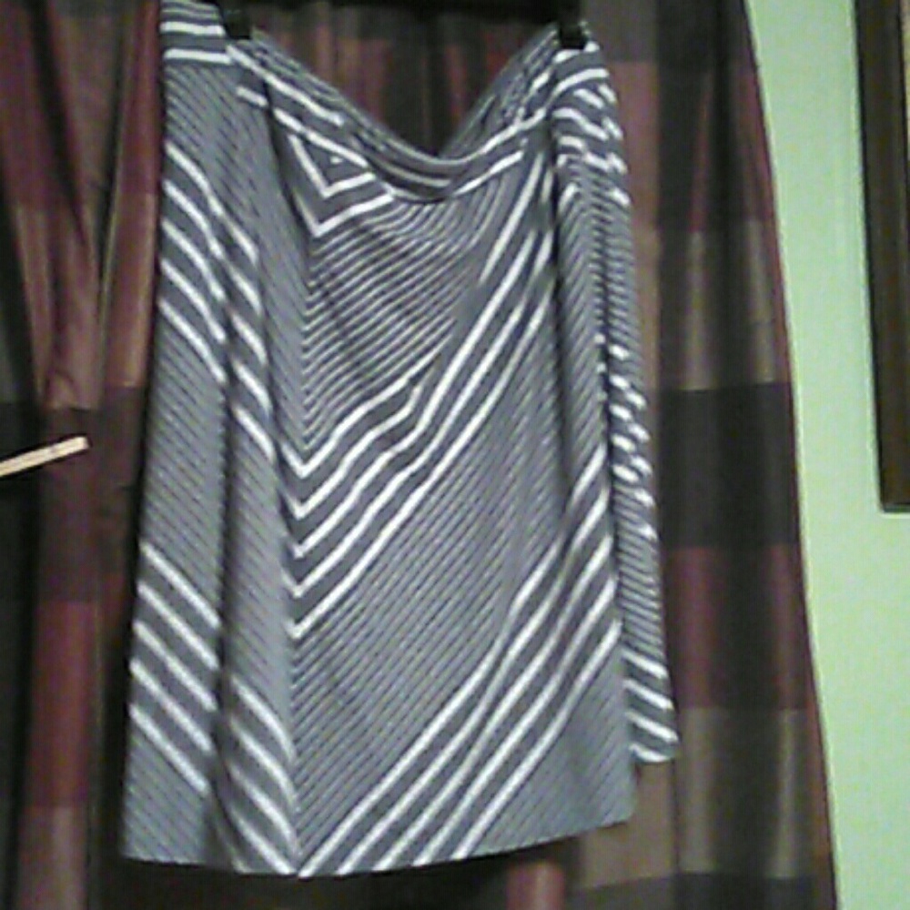 Grey and white striped skirt