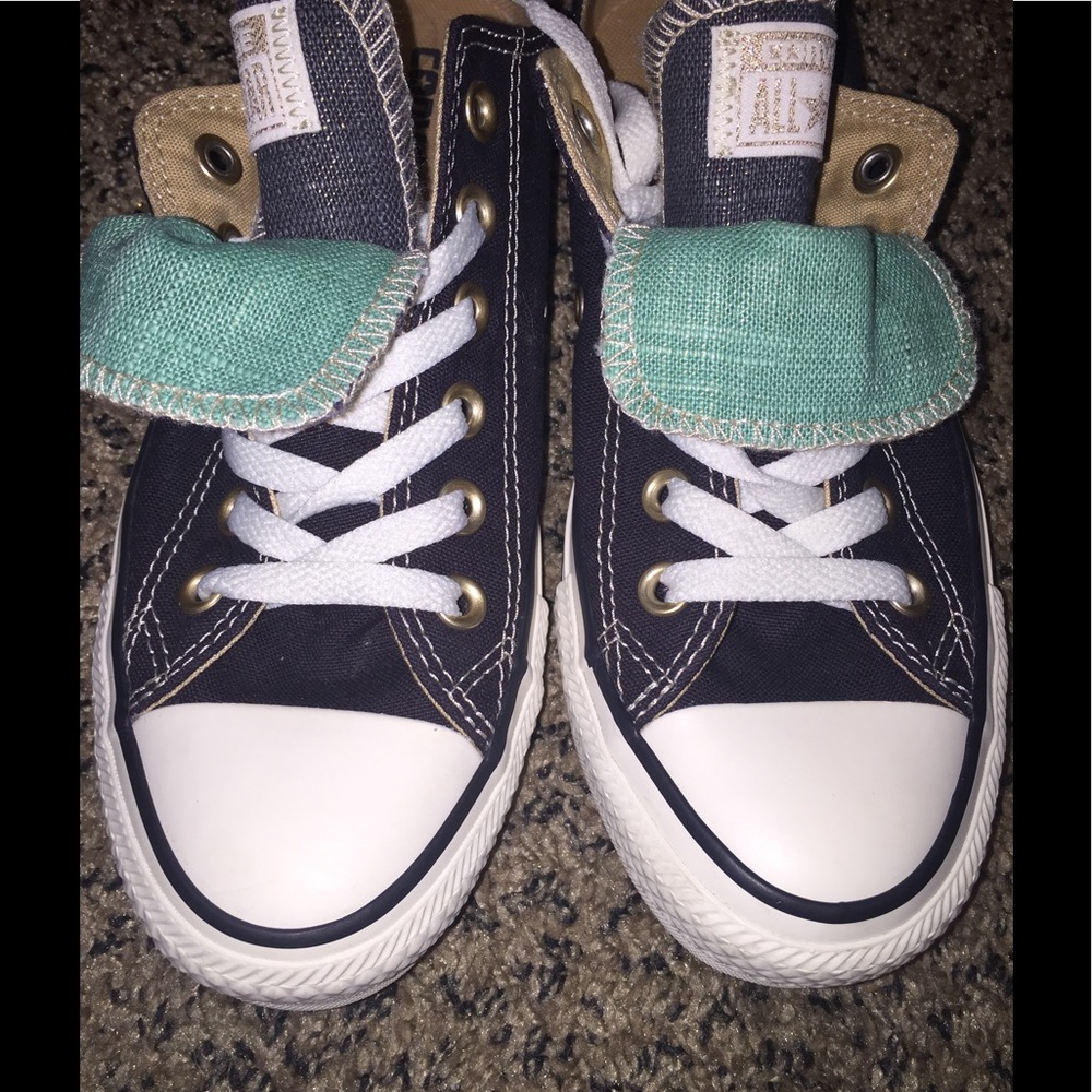 Converse All Star Low Black Gold Canvas Sneakers - Picture 3 of 6