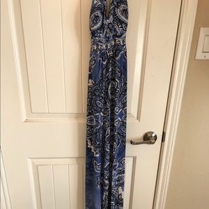Saint Tropez West Blue White Black Paisley Maxi 10