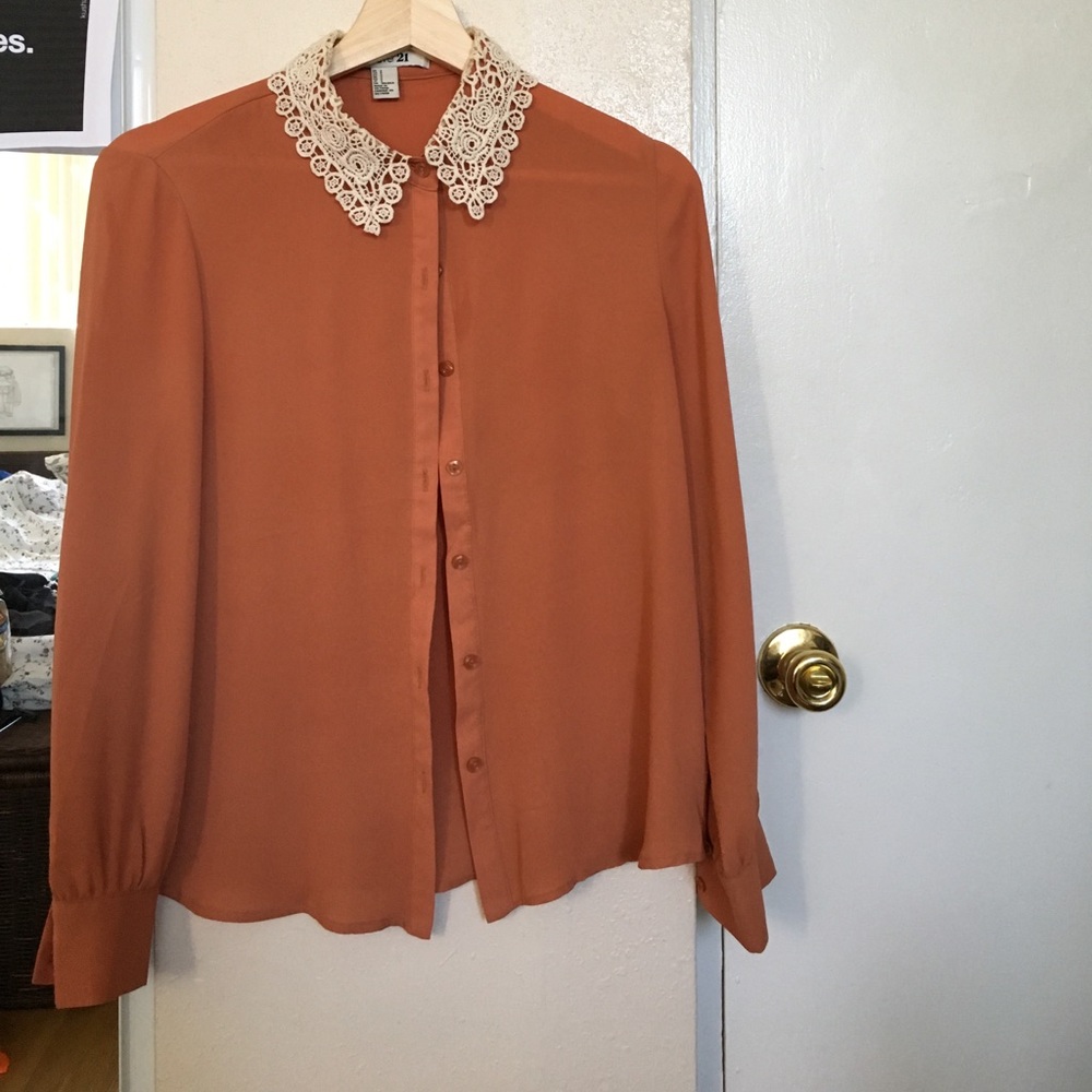 Forever21 button down with lace collar