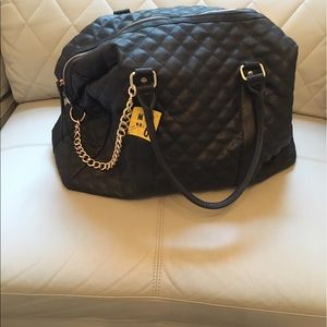 Oversized Quilted Leather Handbag  H 15/W 18