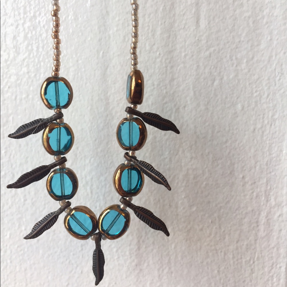 Feather beadwork necklace
