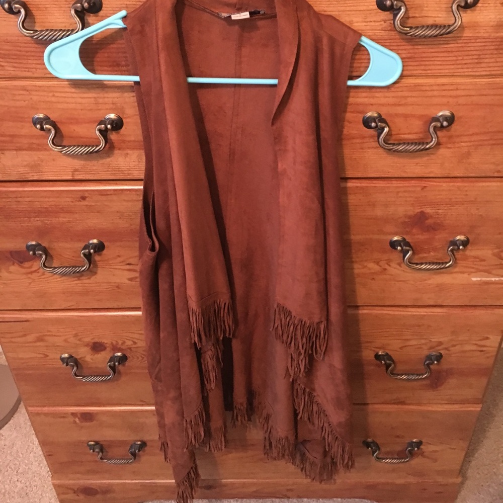 Boho brown fringe vest